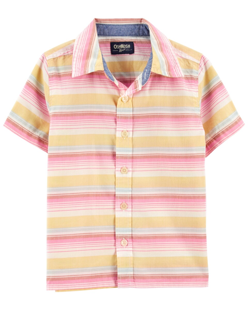 Camisa de algodón manga corta diseño a rayas 