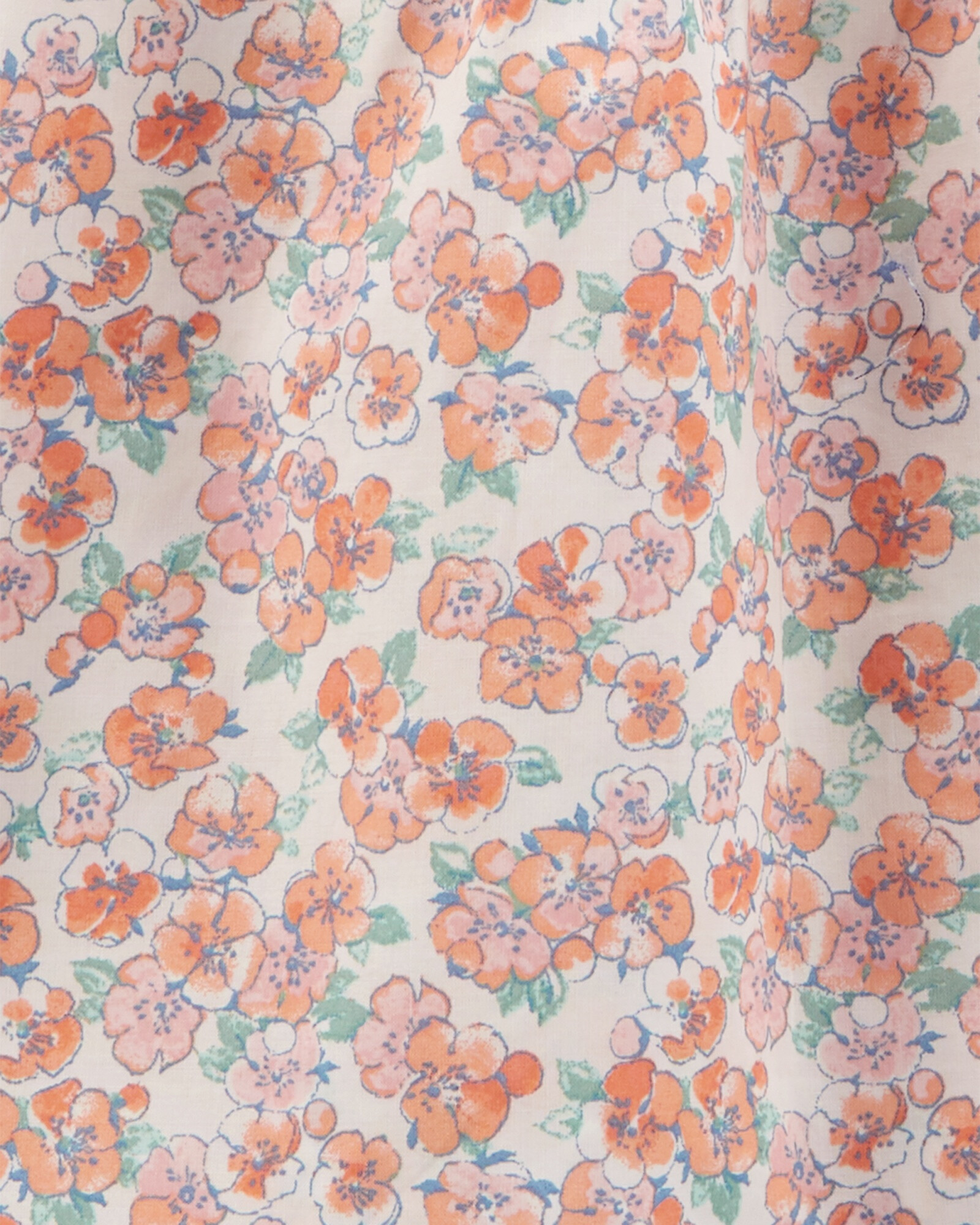 Blusa de algodón manga larga con detalle de tablitas y diseño flores 0