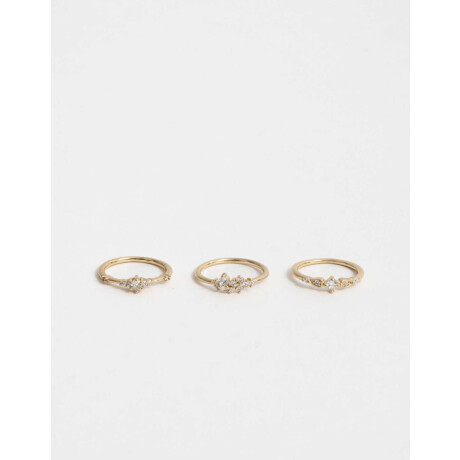 Set De Anillos Oro Zirconia Dorado
