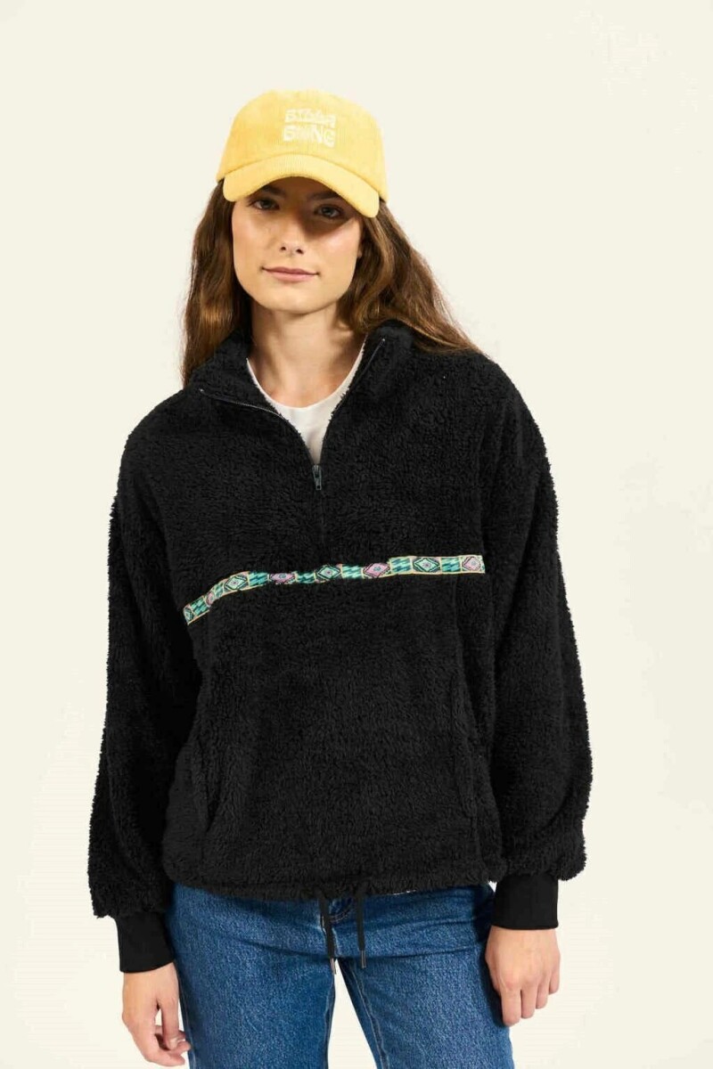 PORLAR SWIPE MOCK SHERPA J-negro