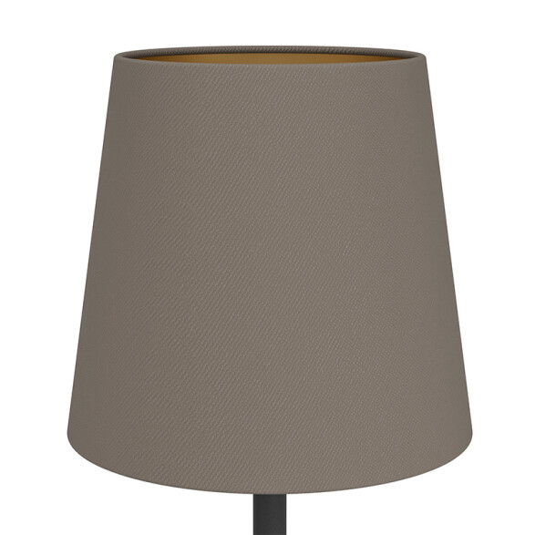 Lámpara de mesa E14 acero negro y pant tela marrón EG6024
