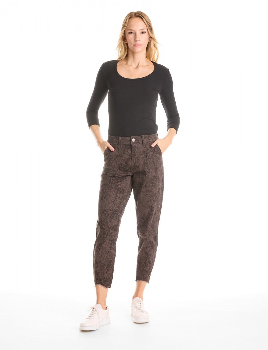 Pantalon Crop & Desflecado - Gris/multi 