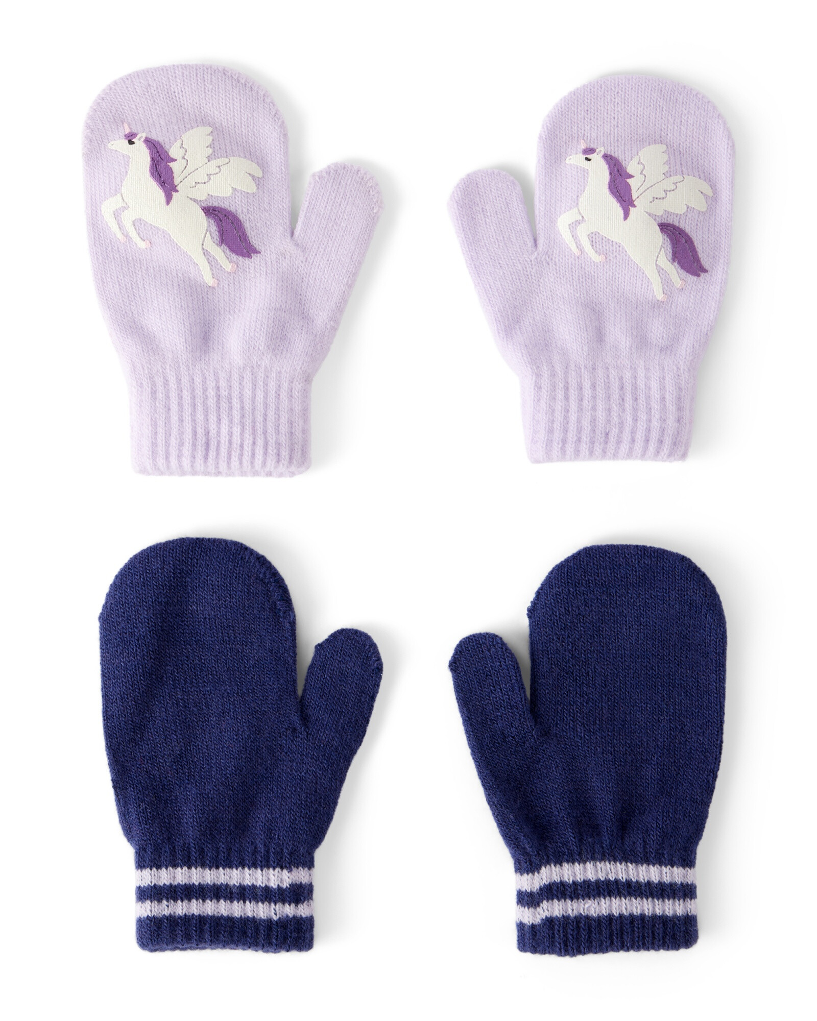 Pack dos pares de guantes mitones, diseño unicornio Sin color