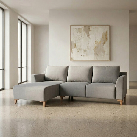 Rinconera Gino - Tela Microfibra - Chaise izquierdo TC1009 (Plata)