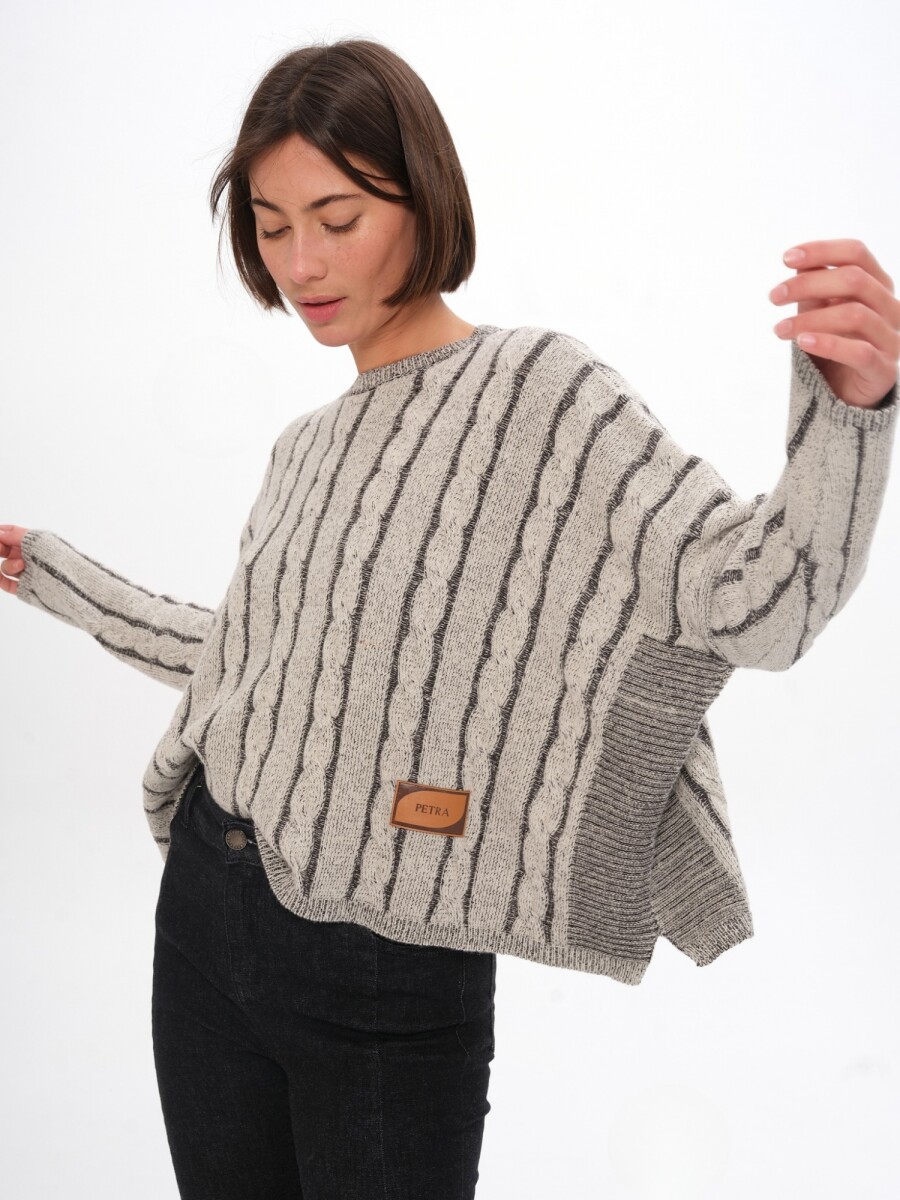 Sweater Oceano Crop - Crudo/Negro 