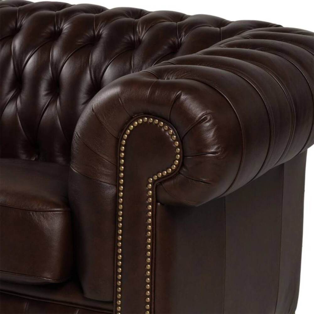 Sillón 100% Cuero - 2 Cuerpos - Chesterfield Caramelo