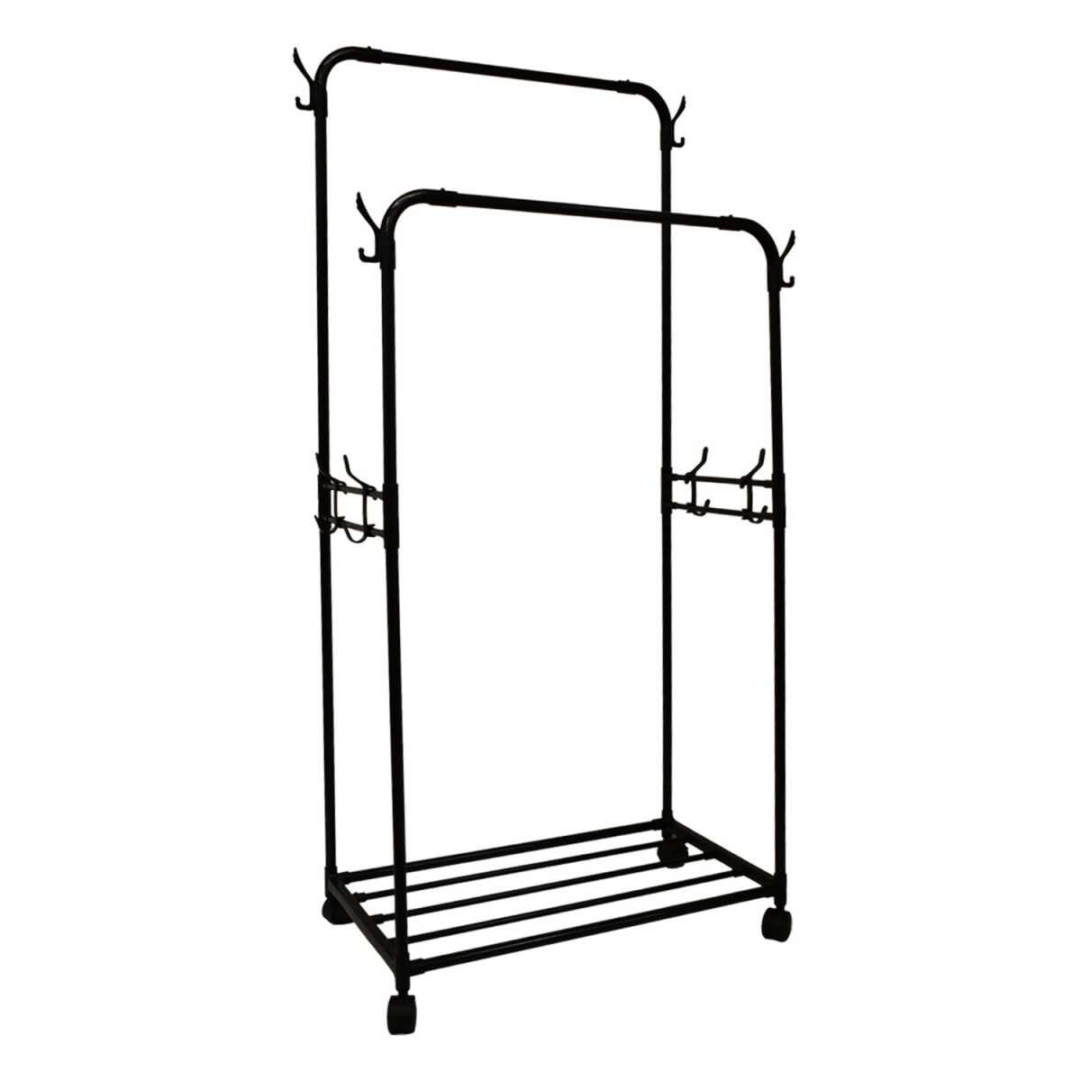 Perchero Armario Doble Barral Zapatera Ganchos Laterales - Negro 