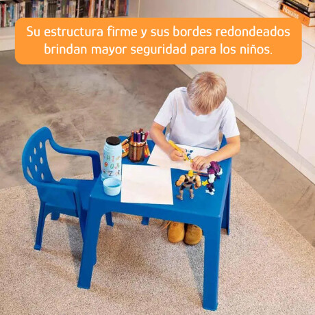 Set de Mesa 54x46cm y 4 Sillas infant Plást Resistente 40Kg Azul