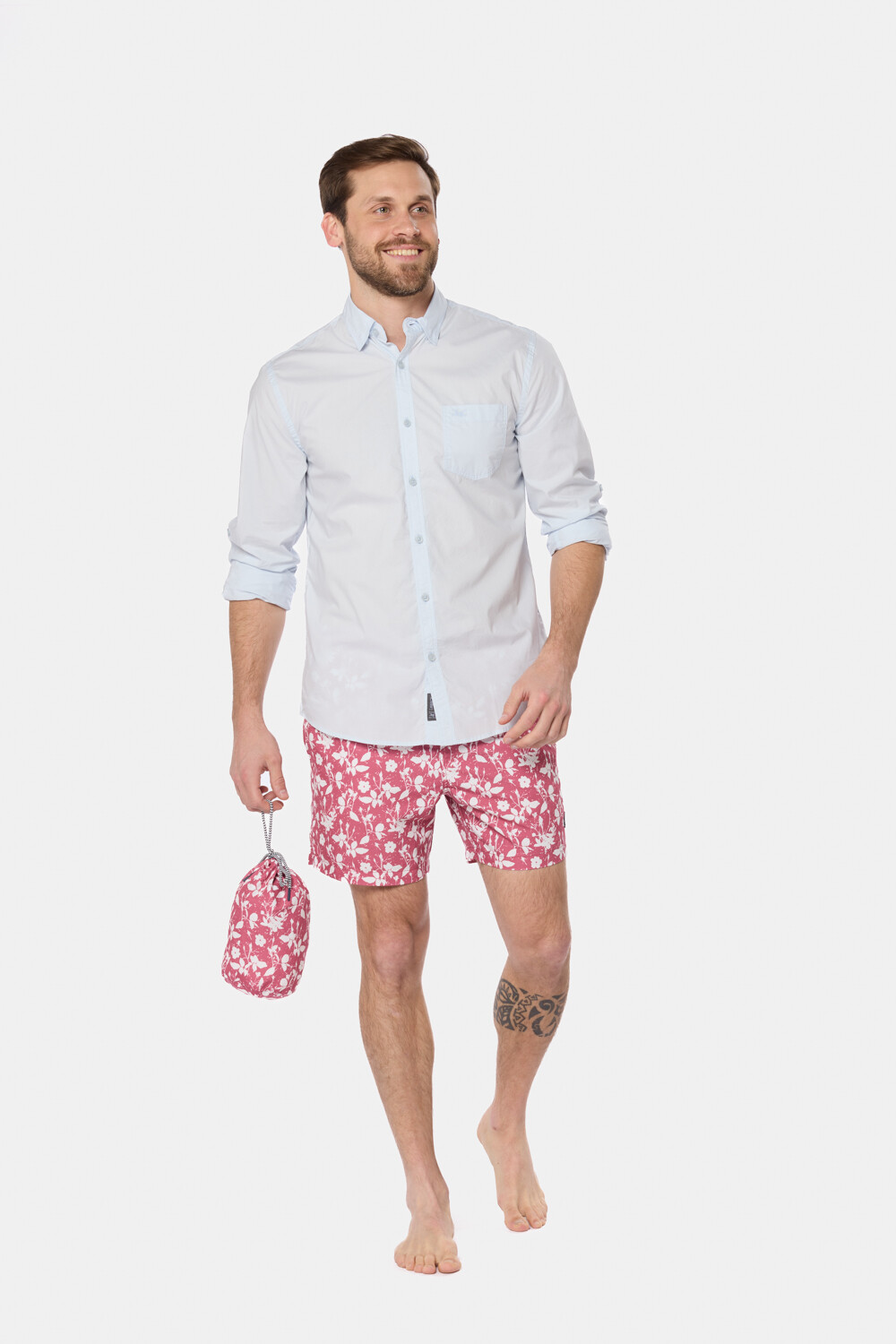 SHORT DE BAÑO ESTAMPADO Rosado