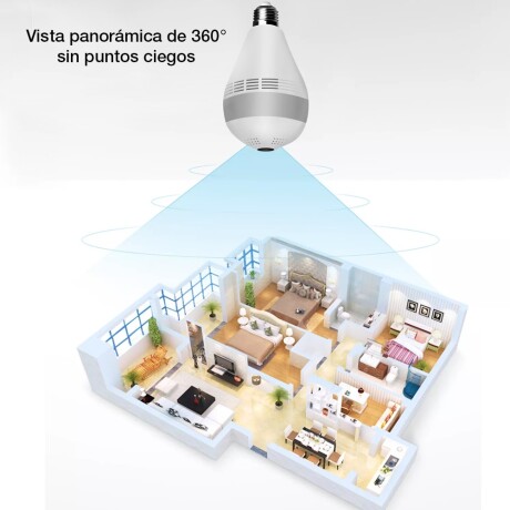 Cámara Lámpara Espía HD 360° Luz Wifi App Audio Video Graba Blanco
