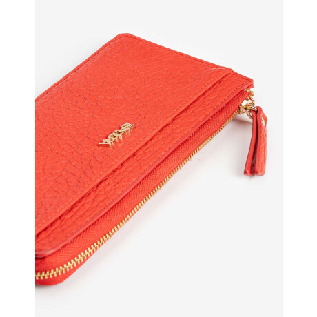 Billetera Fichero Rectangular Con Cierre Rojo labial