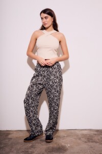 Pantalón Estampado Negro