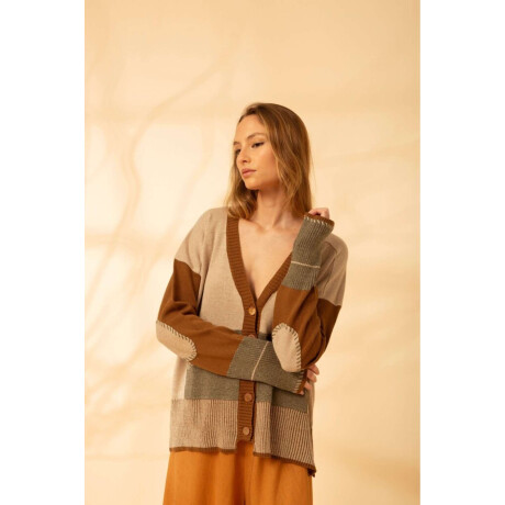 Saco New Espiga Beige, camel y verde