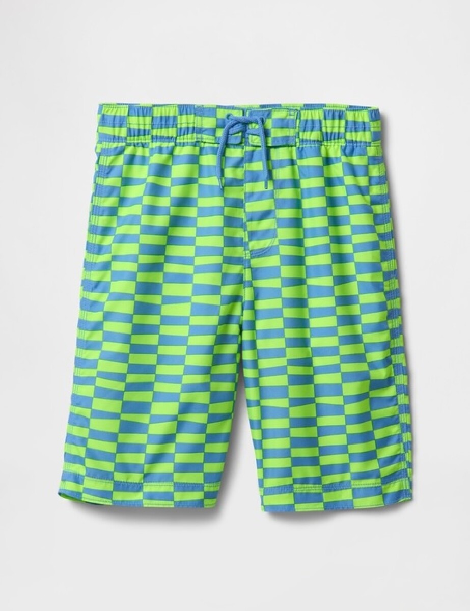 Traje De Baño Niño - Green/ Blue Check 