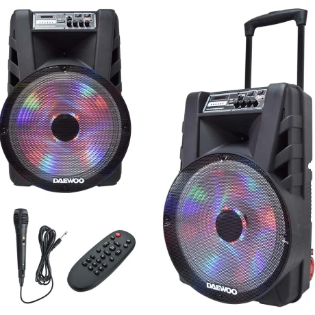 PARLANTE DAEWOO 37.5CM 25W BLUETOOTH USB RADIO FM LUZ LED MICRO CONTROL PARLANTE DAEWOO 37.5CM 25W BLUETOOTH USB RADIO FM LUZ LED MICRO CONTROL