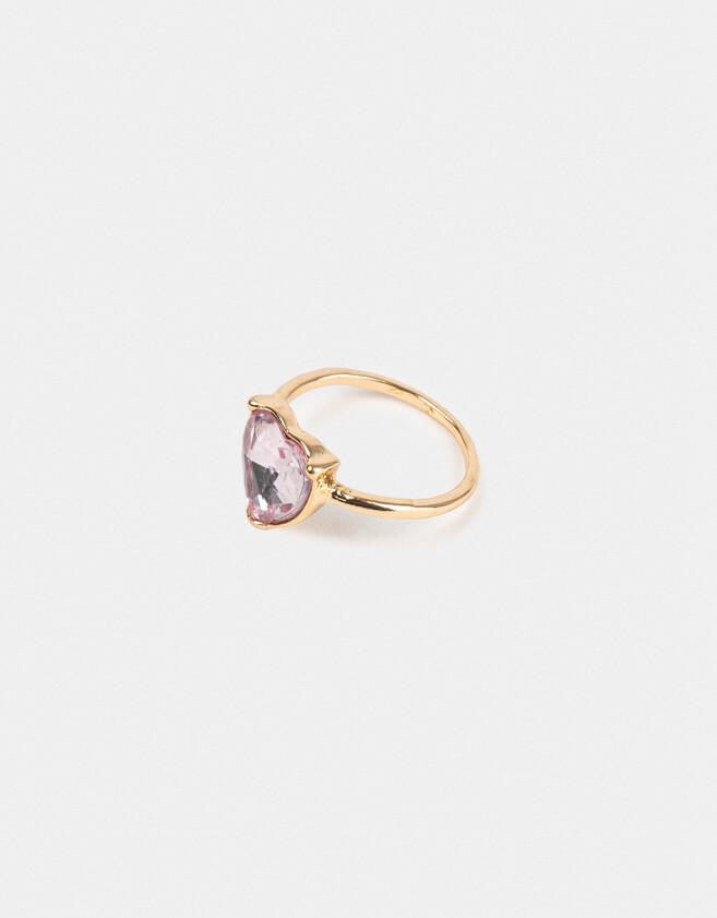 Anillos Chicos Strass Corazón Anillo Con Corazón - Dorado