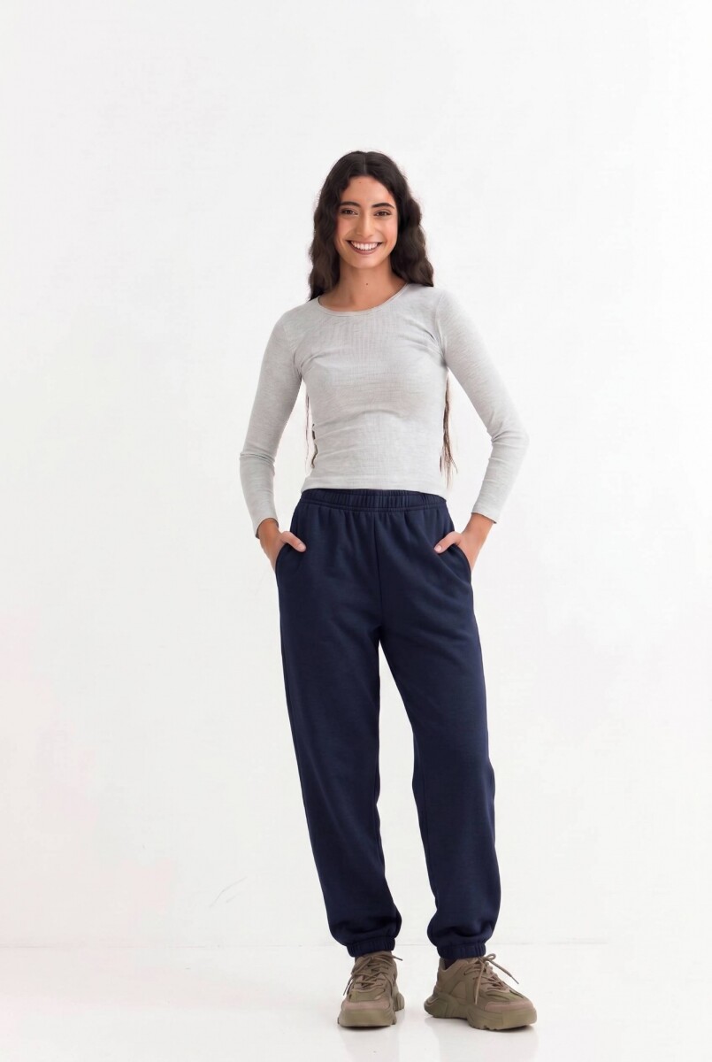 Pantalón dep clásico c/puños elásticos - UNISEX - Azul oscuro 