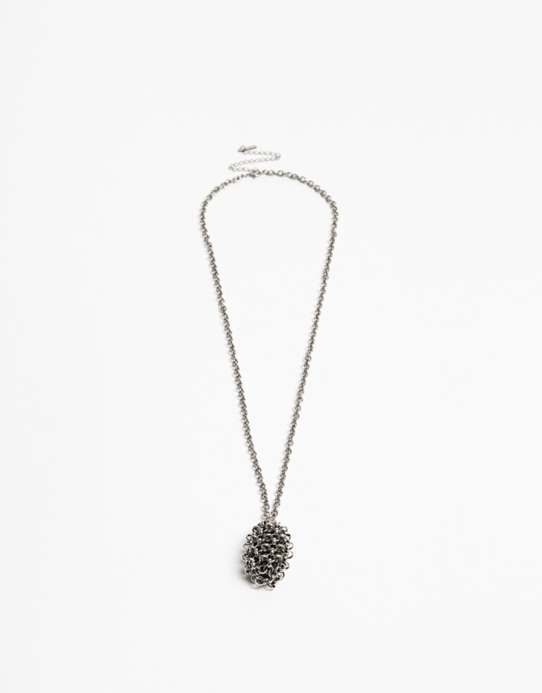 Collares Largos Metal Collar Largo Dije Mesh - Plateado Antique Silver