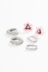 Set caravana flor y aros plateado