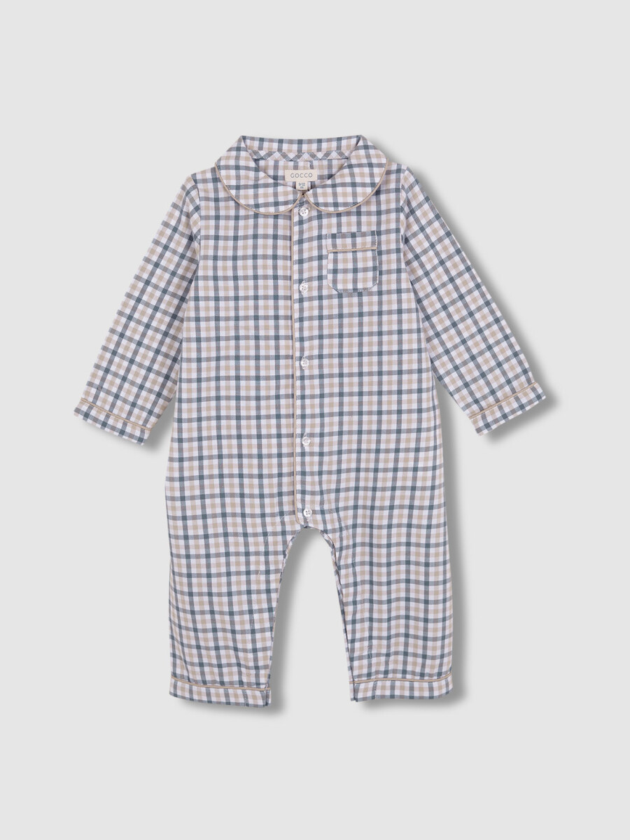 Pijama De Cuadro Vichy Gris Azulado