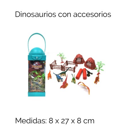 Dinosaurios Con Accesorios En Caja Lampara 0343 Unica