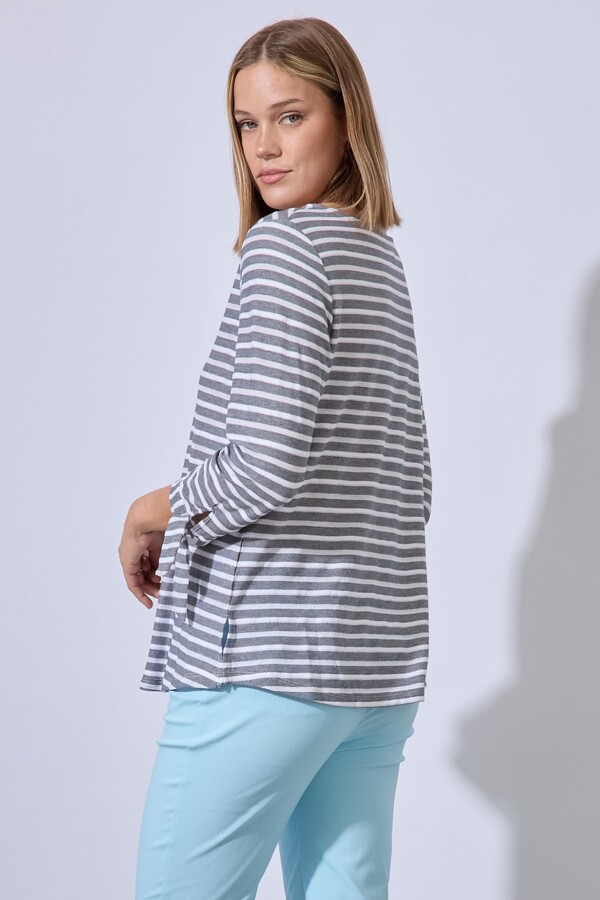 Blusa Algodon Lineas GRIS/MULTI