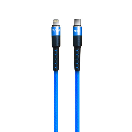 Cable USB-C A LIGHTNING 30W Fast Charge 1.25m FOXBOX ROUND PRO SERIES Blue