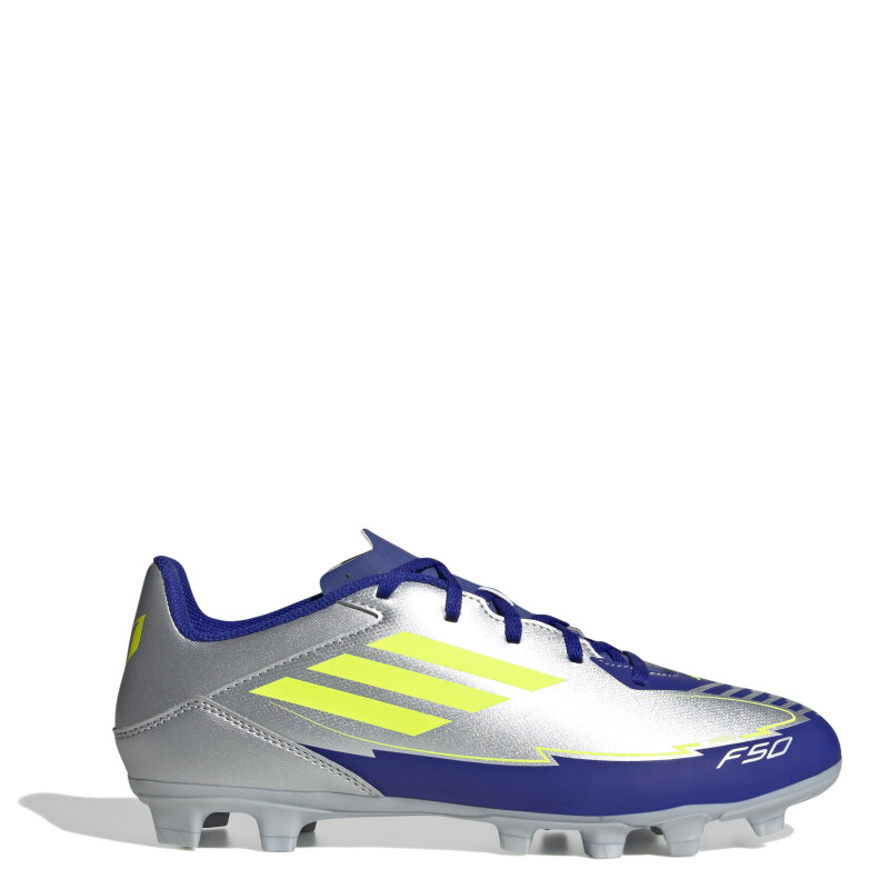 Championes de Fútbol 11 Unisex Adidas F50 Club FG Messi Plateado - Azul - Amarillo