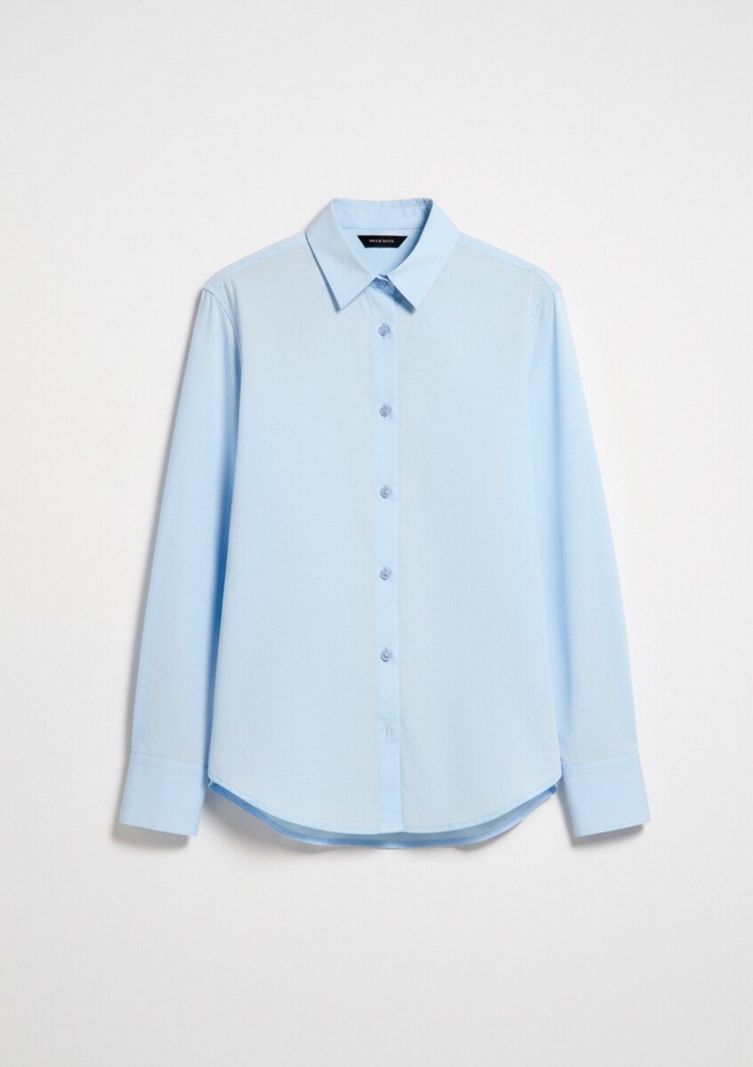 CAMISA DE MANGA LARGA EN SARGA DE ALGODÓN - CELESTE 