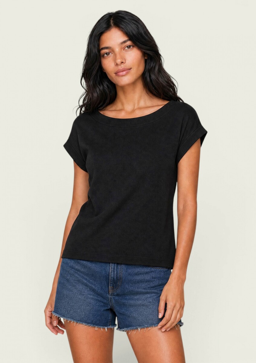 BLUSA DE MANGA CORTA - NEGRO 