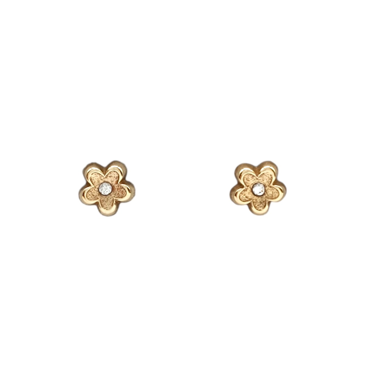 Caravanas Flor de oro - Oro bajo -Zirconia - CA8058 - conpiedra 
