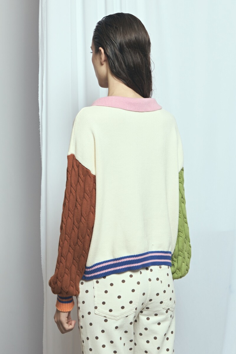 Cardigan con piping PREVENTA beige