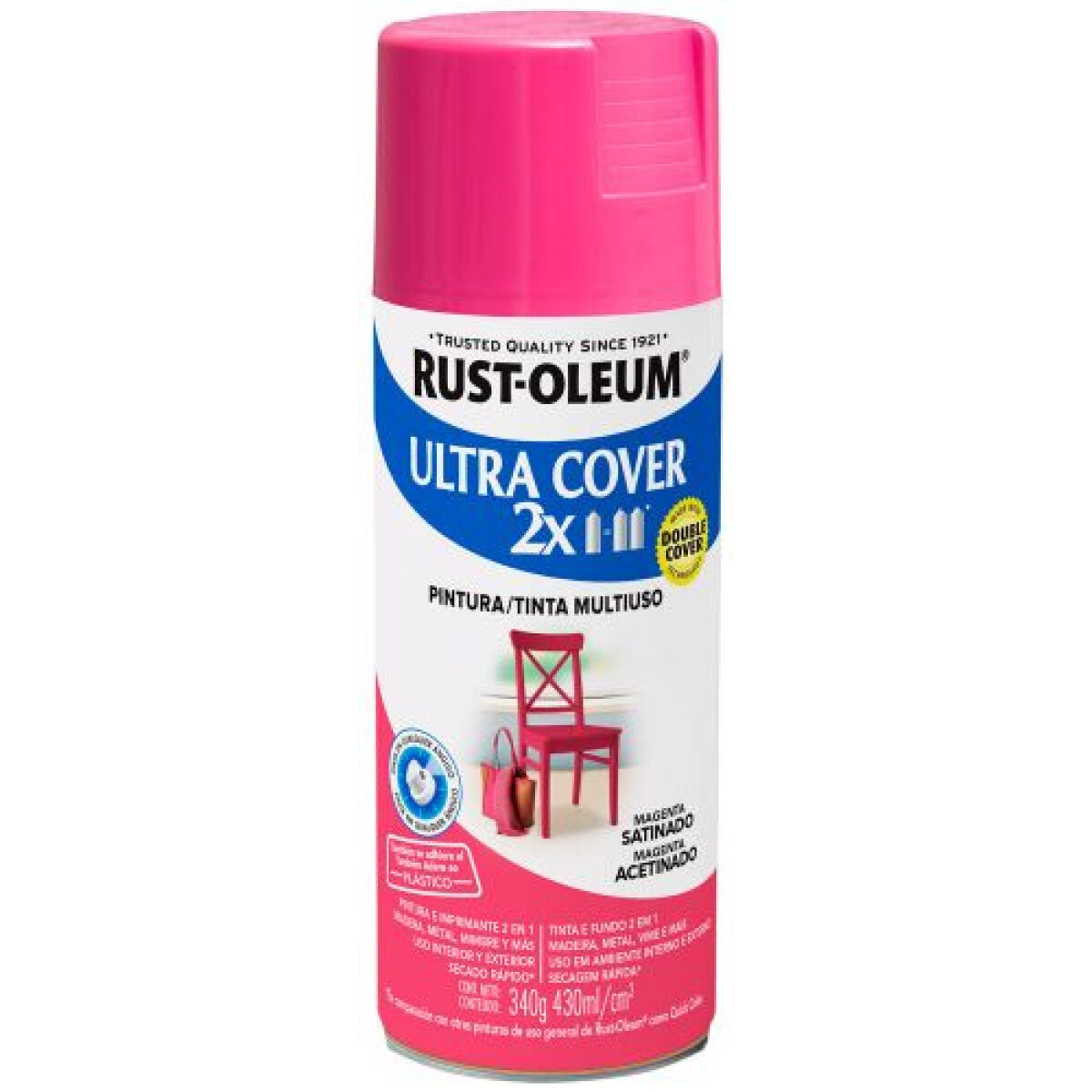Esmalte aerosol satinado 340Gr - Negro Rust Oleum - Magenta Rust Oleum 