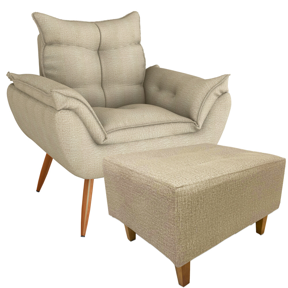 Juego De Living Sillón con puff Beige