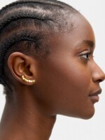 Pendientes Con Corazones Y Perlas De Agua Dulce - Plata De Ley 925 dorado