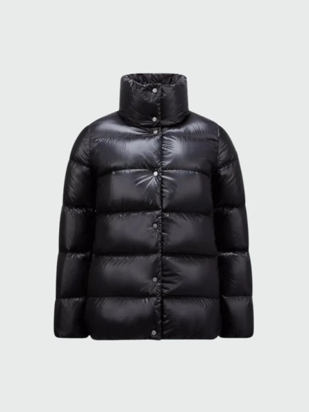 Moncler - Campera rellena de plumas con cuello alto, Cochevis Azul