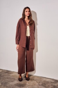 Camisa Lino Chocolate