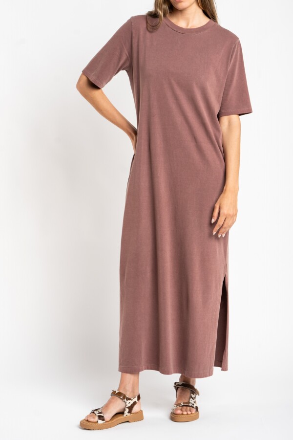 Vestido Algodon Lavado Marron