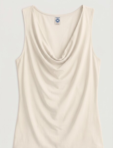 MUSCULOSA CON CUELLO DRAPEADO BEIGE