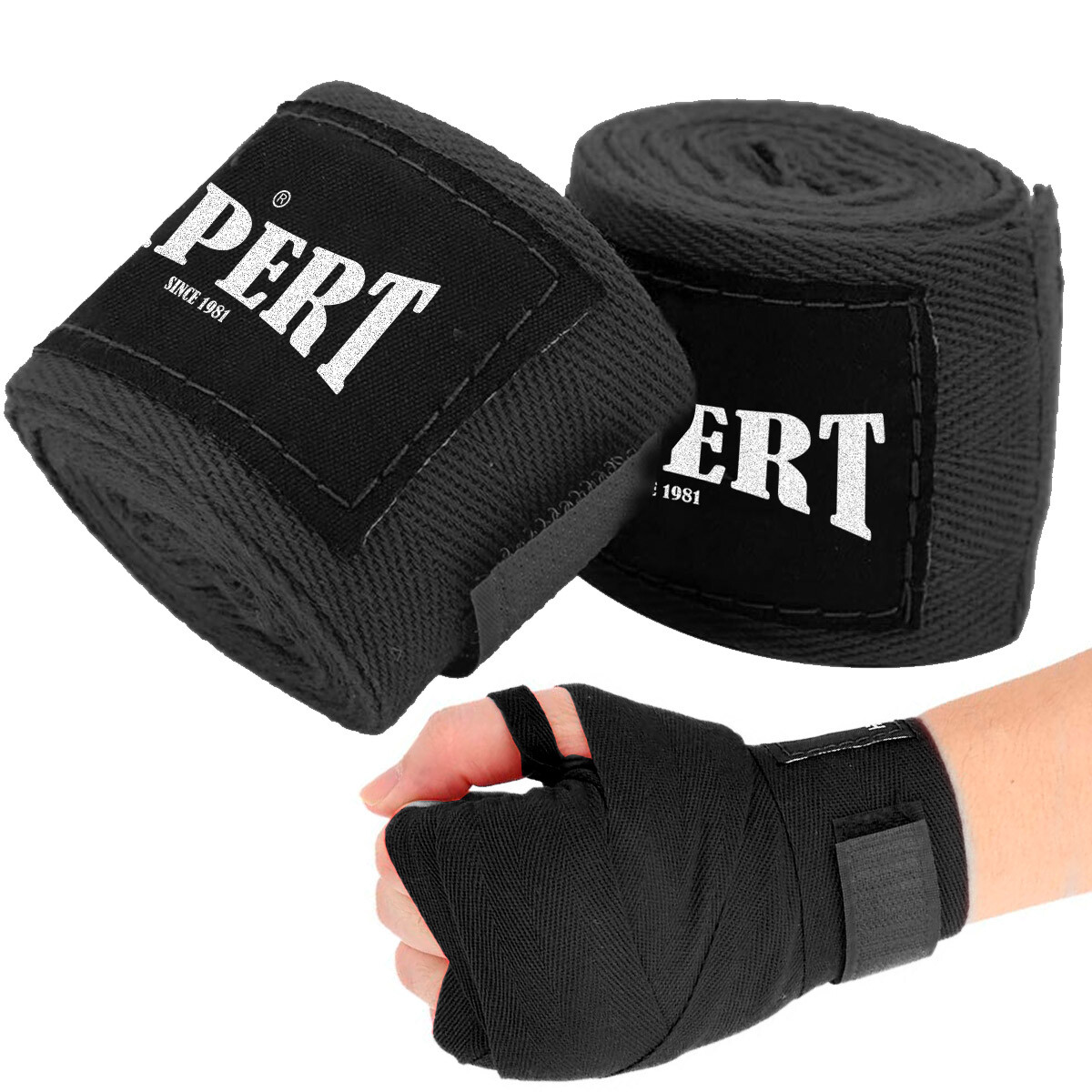 Par De Vendas Expert Largas Boxeo Mma - Negro 