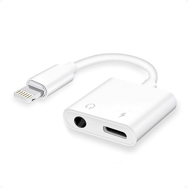 Adaptador de Audio Lightning a Jack 3.5 más carga Lightning adicional Compatible para iPhone Adaptador de Audio Lightning a Jack 3.5 más carga Lightning adicional Compatible para iPhone