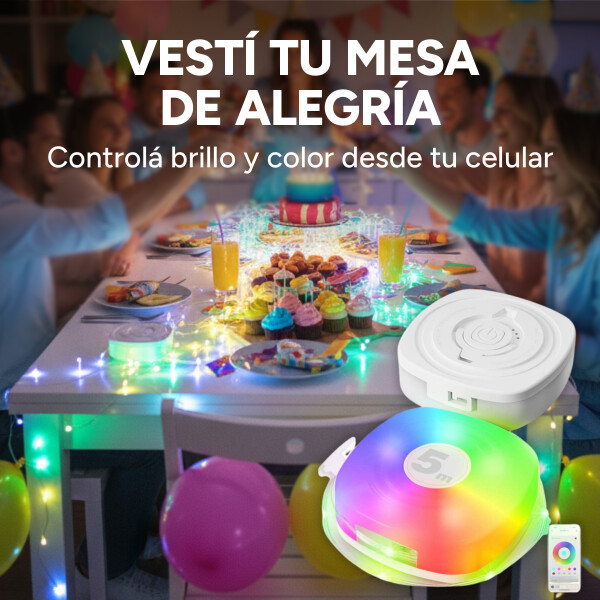 Cinta Tira Luz Led RGB Retráctil 5 Mts Bluetooth Recargable Color Blanco