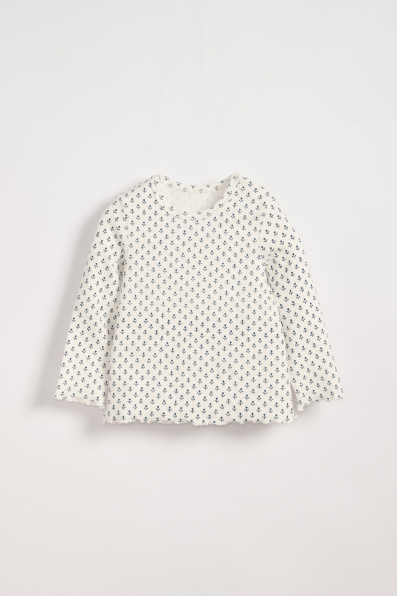 Remera rib - Flores Blanco 