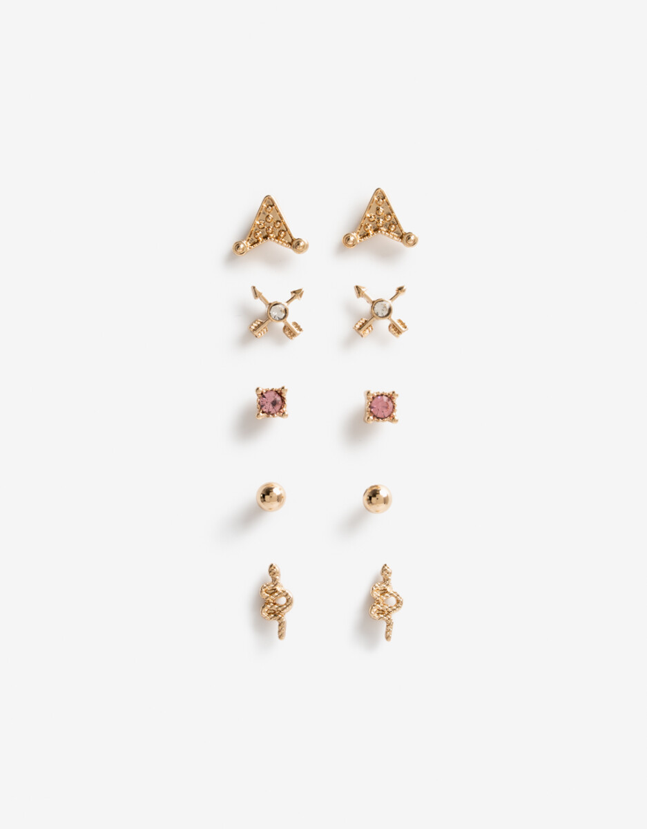 Set De Aros Pasantes Metal Dorado 