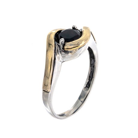 Anillo de plata 925 y double en oro 18 ktes con circonia. Anillo de plata 925 y double en oro 18 ktes con circonia.