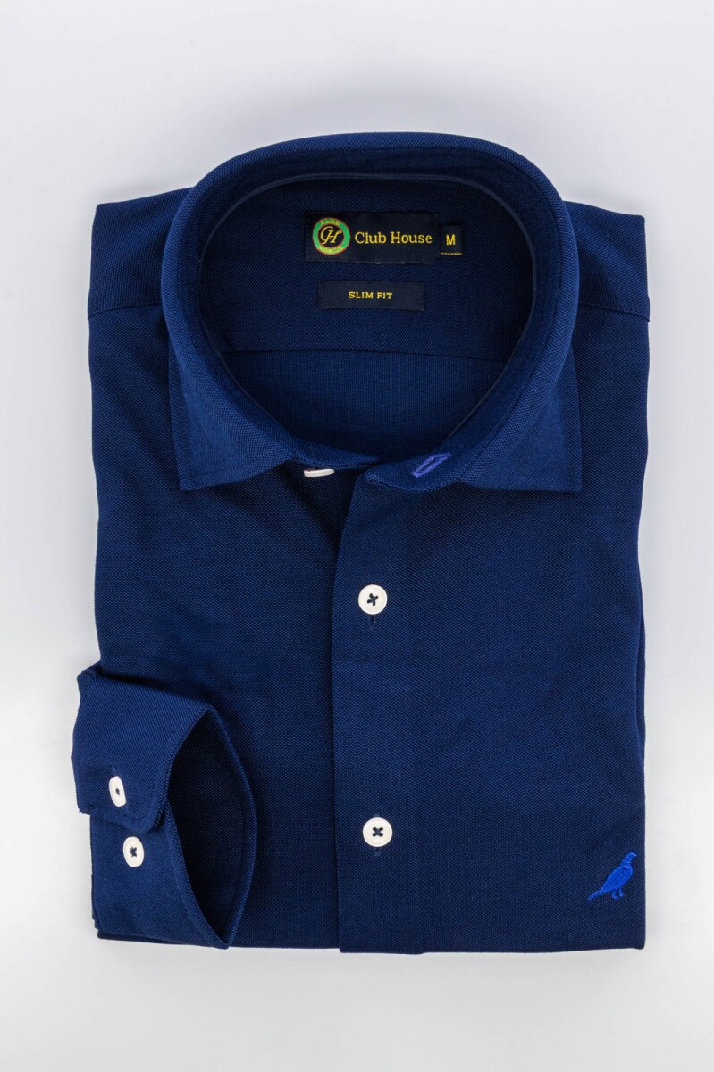 Camisa jersey Short collar - Azul marino 