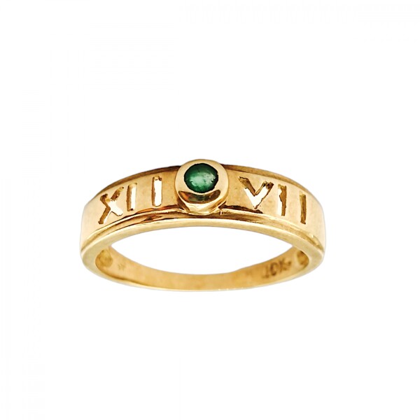 Anillo Solitario-Oro Bajo-Piedra Esmeralda-AN8147 conpiedra