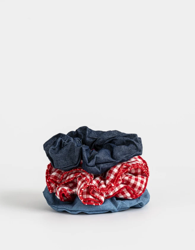 Skunzies De denim Set De Scrunchies - Combinacion Tricolor