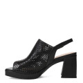Sandalias de Mujer Bottero Calada con Taco y Plataforma Negro