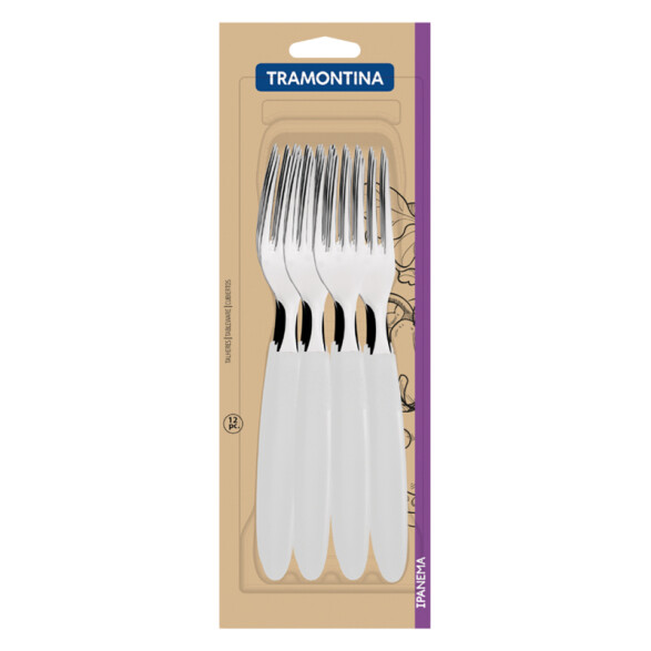 Tenedor de mesa 12 piezas, mango blanco "IPANEMA" -TRAMONTINA TN8314